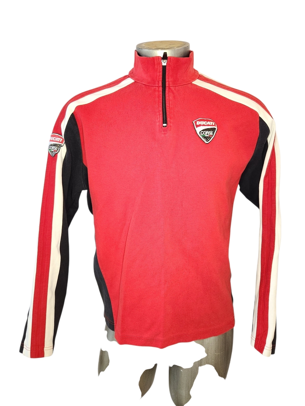 DUCATI CORSE motorcycle MEN MULTICOLOR  PULLOVER SWEATER 1/4" ZIPPED SIZE MEDIUM